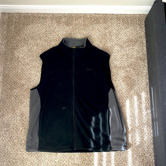 Cabelas XL Fleece Vest Gray & Black - Picture 1 of 3